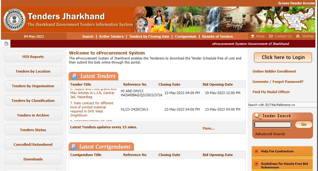 eProcurement System of Jharkhand enables the
                            Tenderers